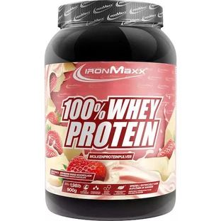 IronMaxx 100% Molkenprotein Molkenprotein mit Geschmacksrichtung Weiße Schokolade-Erdbeere 900gr