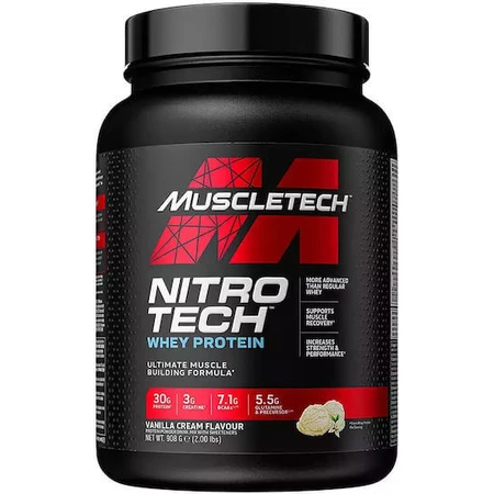 MuscleTech Nitro Tech 100% Whey Gold Whey Protein with Creatine Gluten Free with Flavor Vanilla Cream 908gr