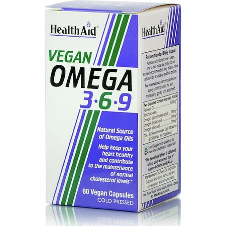 Health Aid Vegan Omega 3 6 9 Suitable for Children 60 veget capsules Unflavoured