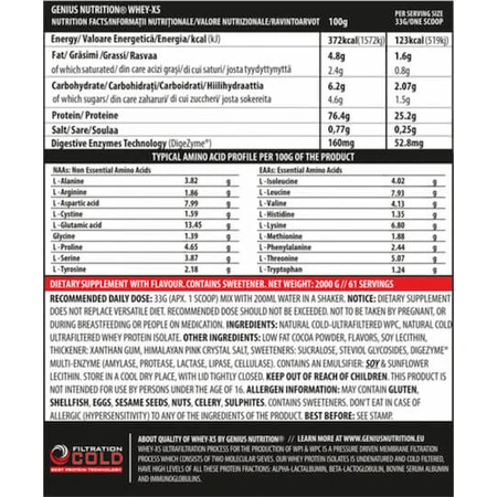 Genius Nutrition Wei-eiwit X5 met chocolade hazelnootsmaak 2kg