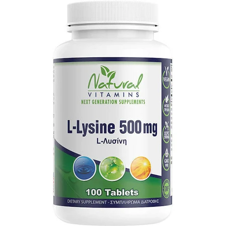 Natural Vitamins L-Lysine 500mg 100 Tablet Unflavoured