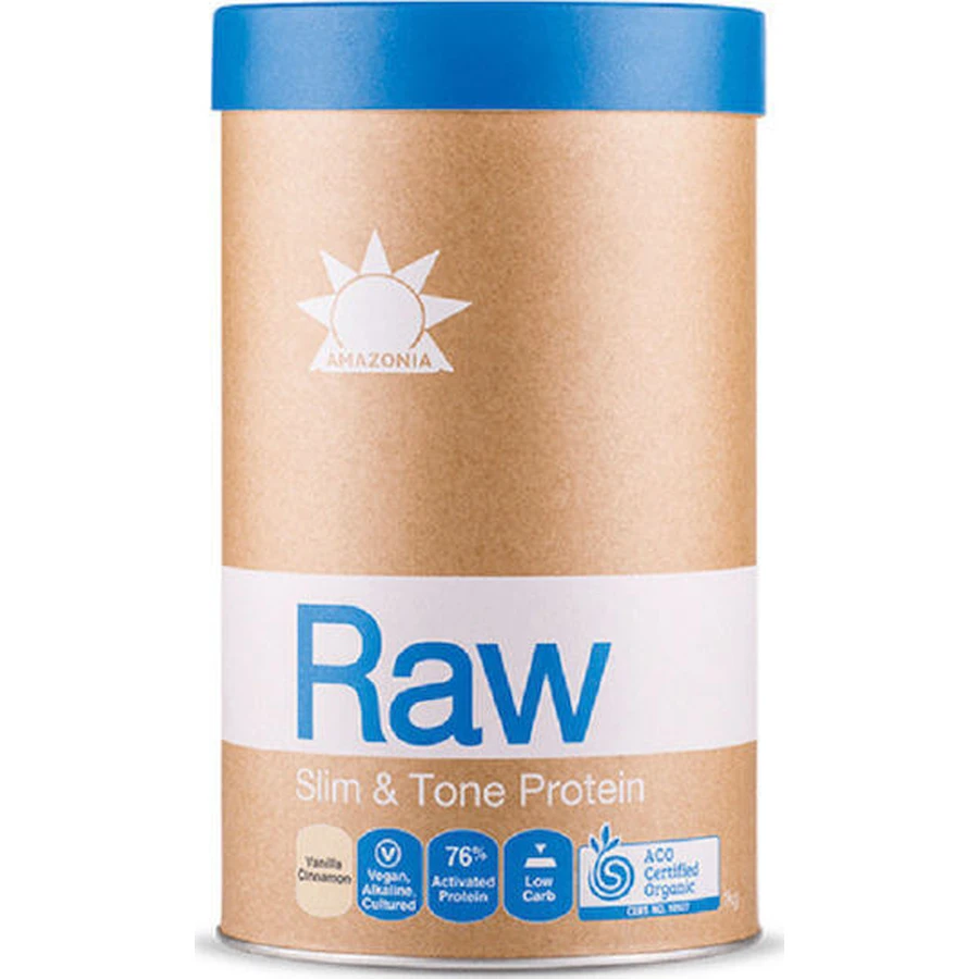 Amazonia Raw Protein Slim & Tone Orgánica Sin Gluten y Sin Lactosa con Sabor a Vainilla y Canela 1kg