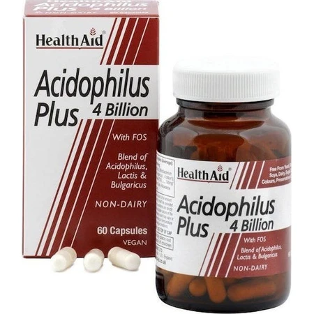 Health Aid Acidophilus Plus 4 Billones Probiótico 60 cáps.