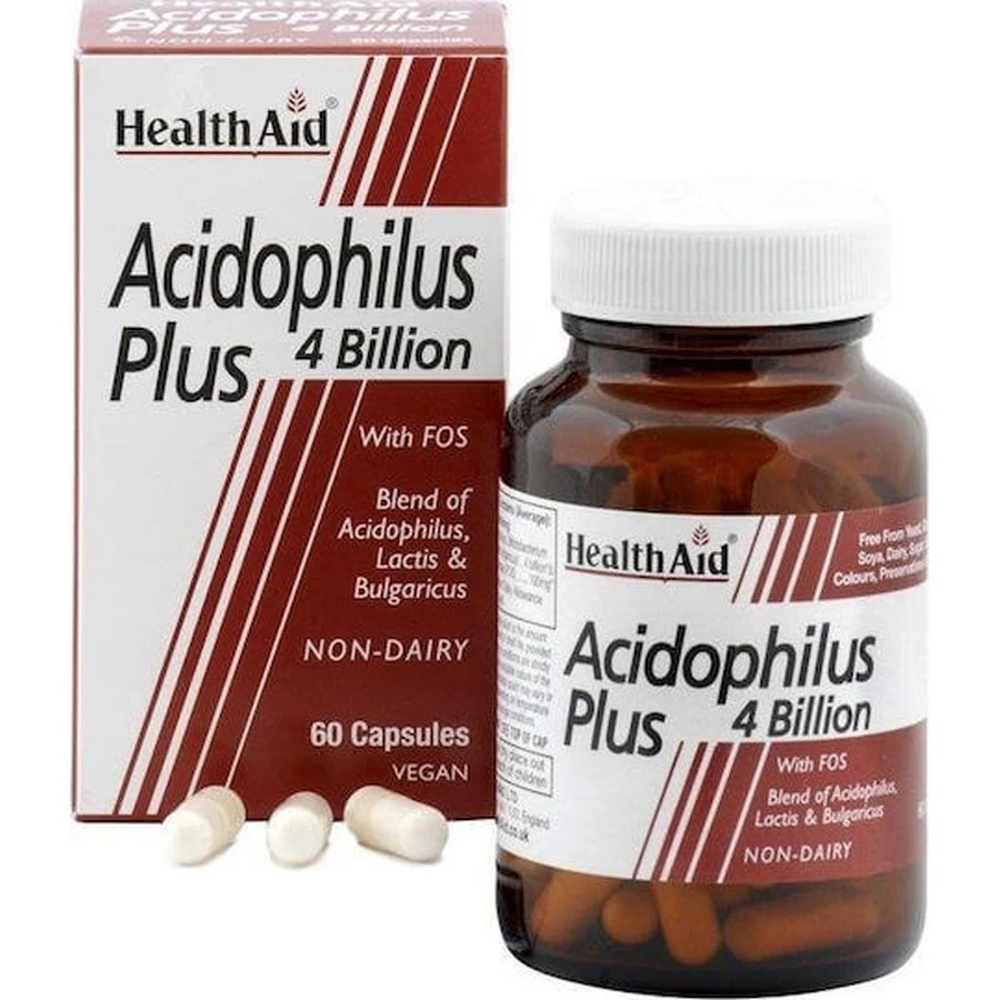 Health Aid Acidophilus Plus 4 Billones Probiótico 60 cáps.