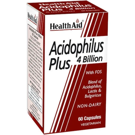 Health Aid Acidophilus Plus 4 Billones Probiótico 60 cáps.