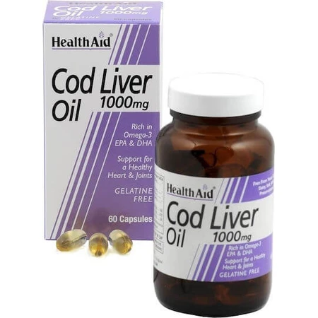 Health Aid Cod Liver Oil Cod Liver Oil Suitable for Children 1000mg 30 softgels Unflavoured