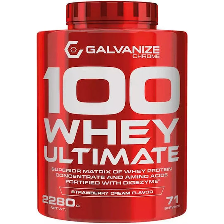 Galvanize Nutrition Chrome 100 Whey Molkenprotein mit Geschmacksrichtung Erdbeersahne 2.28kg