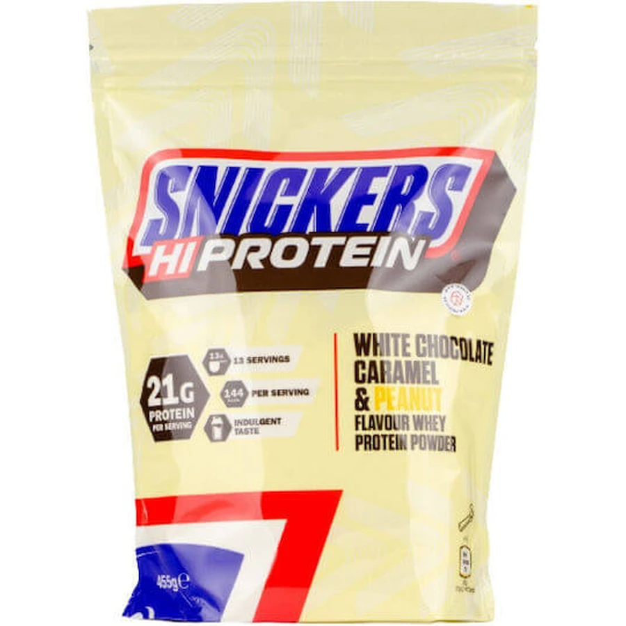 Snickers HI Protein with Flavour Chocolat blanc avec caramel et cacahuètes 455gr
