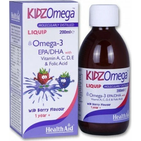 Health Aid KidzOmega Aceite de Pescado Omega 3 Líquido Apto para Niños 200ml Frutas Silvestres