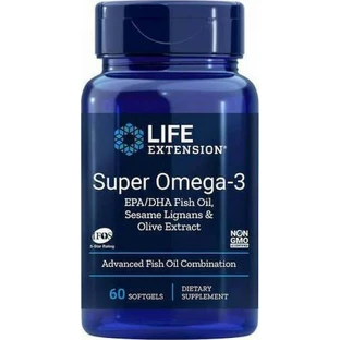 Life Extension Super Omega-3 Fruchtextrakt EPA/DHA Fischöl mit Sesam-Lignanen und Olivenfruchtextrakt 60 Softgels, nicht aromatisiert