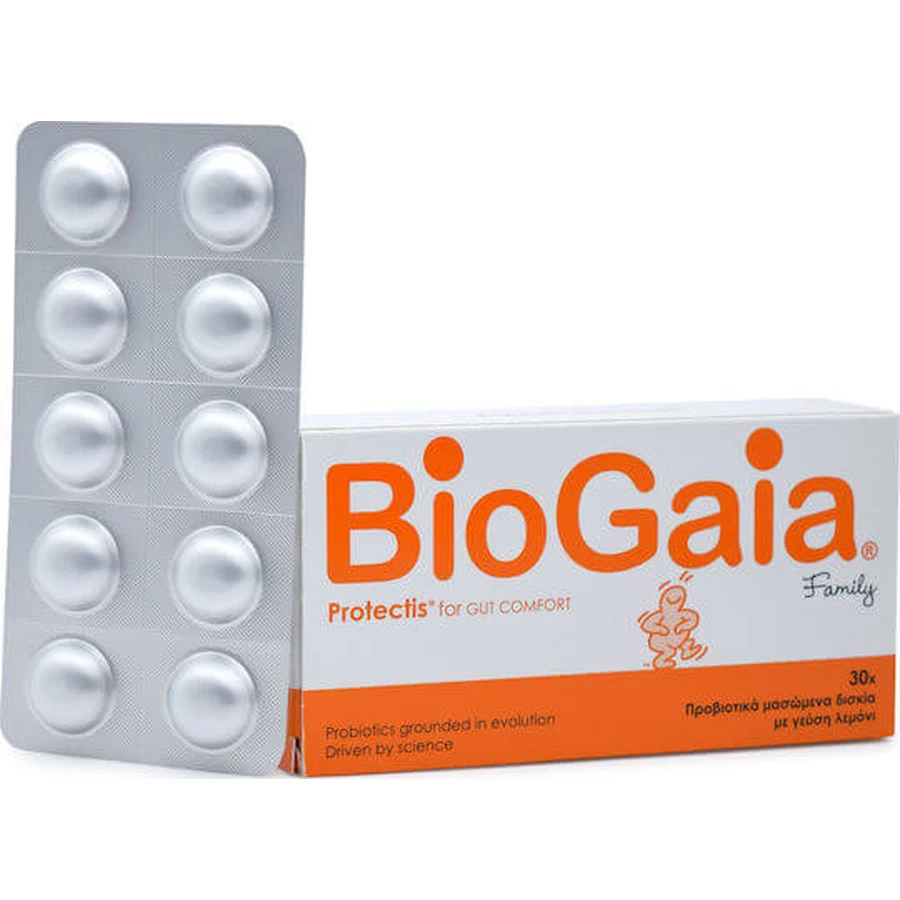 BioGaia Protectis Family Probióticos para adultos y niños 30 comprimidos masticables Limón