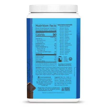 Sunwarrior Protein Plus Greens Bio Gluten- und Laktosefrei mit Schokoladengeschmack 750gr