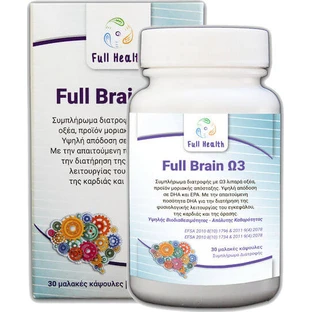 Full Health Full Brain Ω3 Fischöl 1000mg 30 Weichkapseln Unaromatisiert