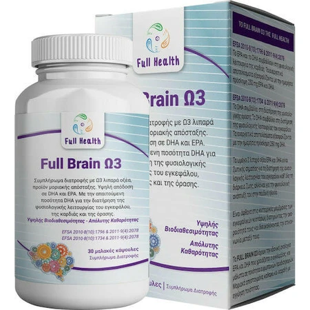 Full Health Full Brain Ω3 Fischöl 1000mg 30 Weichkapseln Unaromatisiert