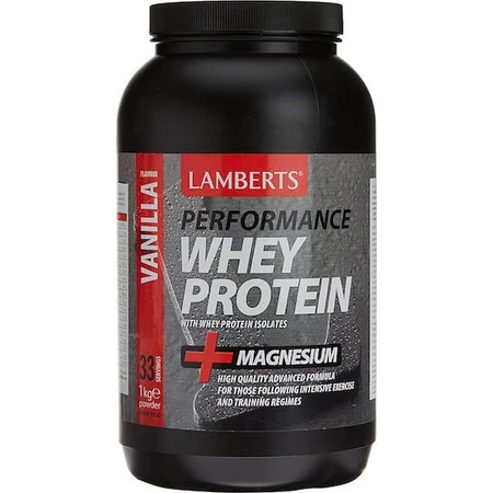 Lamberts Performance Whey Protein & Magnesium Proteína de suero con sabor a vainilla 1kg