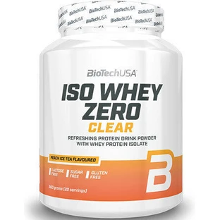 Biotech USA Iso Whey Zero Clear Lactose Verminderd Wei-eiwit Glutenvrij met Perzik Ice Tea smaak 500gr