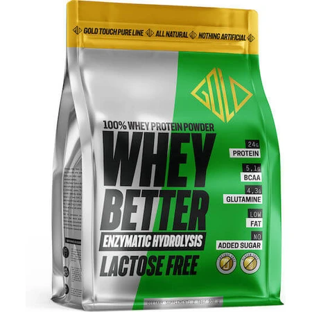GoldTouch Nutrition Whey Whey Better HydroProtein 80% Proteína de Suero de Leche Sin Gluten y Sin Lactosa con Sabor Natural 908gr