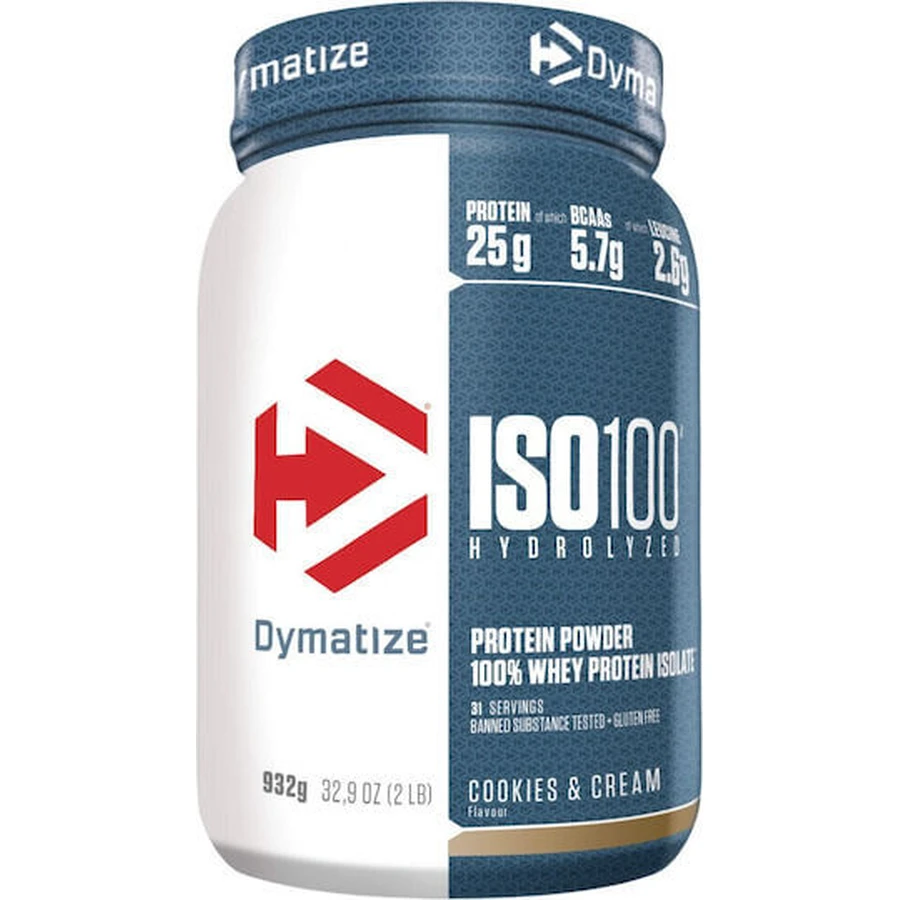 Dymatize ISO 100 Gehydrolyseerd Wei-eiwit Glutenvrij met de smaak Cookies and Cream 900gr