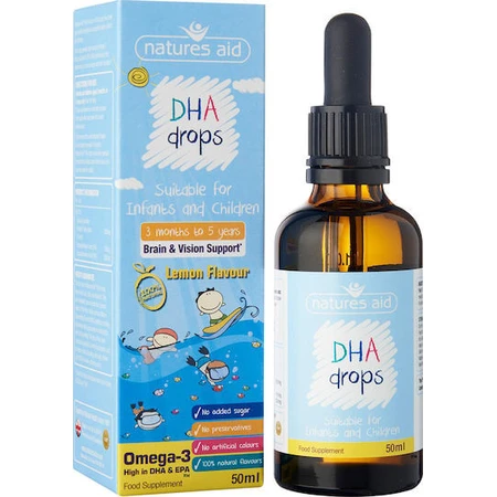 Natures Aid DHA Fish Oil Drops Suitable for Children 50ml Lemon
