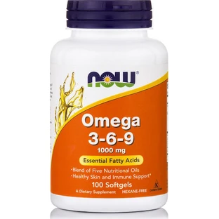 Now Foods Omega 3 6 9 Ácidos Grasos Esenciales 1000mg 100 softgels Sin sabor