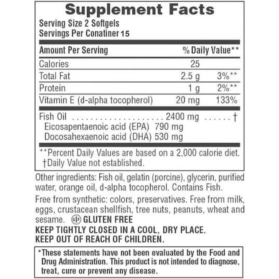 Nature's Plus Omega 3 Maximum Visolie 30 softgels Niet-gearomatiseerd