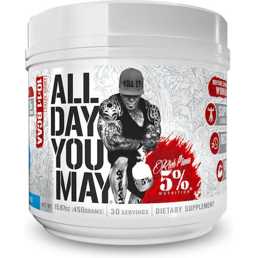 Rich Piana 5% Nutrition All Day You May Legendarische 450gr Zoete Zuidelijke Thee