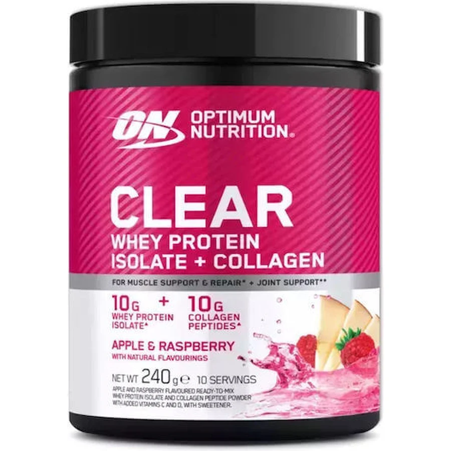 Optimum Nutrition Clear Whey Protein Isolate + Collagen Whey Protein met Appel & Framboos Smaak 240gr