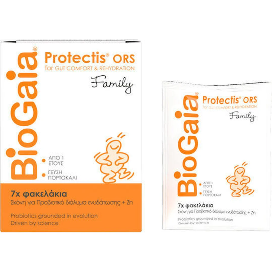 BioGaia Protectis Family Probióticos para adultos y niños 7 sobres Naranja