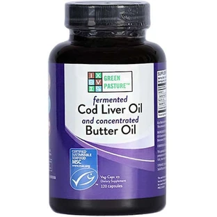 Green Pasture Gefermenteerde Levertraan & Geconcentreerde Boterolie Levertraan 120 plantaardige capsules