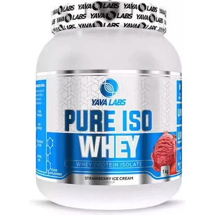 Yava Labs Pure Iso Whey Molkenprotein mit Geschmacksrichtung Erdbeereis 1kg