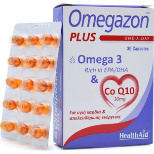 Health Aid Omegazon Plus One A Day Omega 3 & CoQ10 Aceite de Pescado 30 cáps. sin sabor