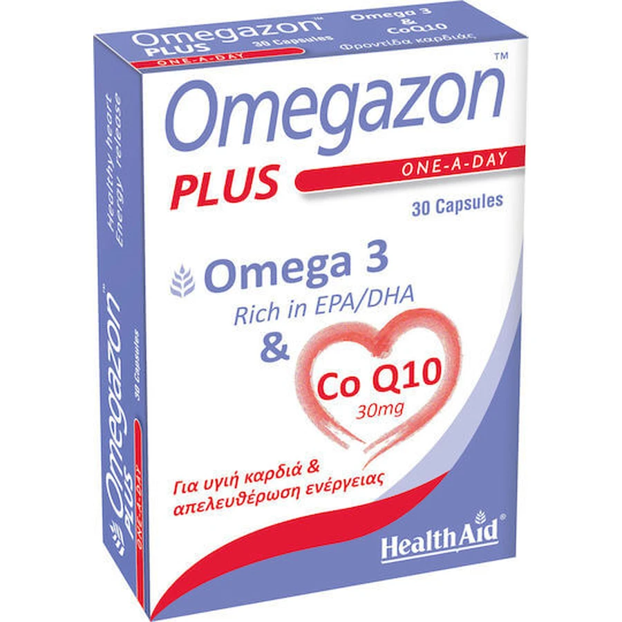 Health Aid Omegazon Plus One A Day Omega 3 & CoQ10 Aceite de Pescado 30 cáps. sin sabor