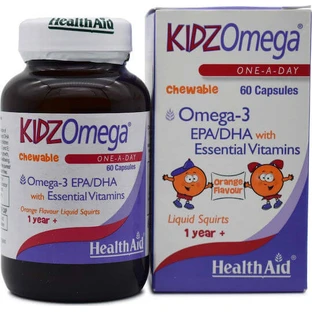 Health Aid KidzOmega One A Day Kauwbare Omega 3 Visolie Geschikt voor Kinderen 60 kauwtabletten Sinaasappel