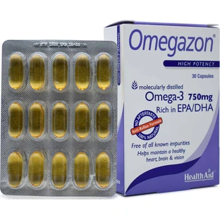 Health Aid Omegazon Aceite de Pescado 750 mg 30 cáps. sin sabor