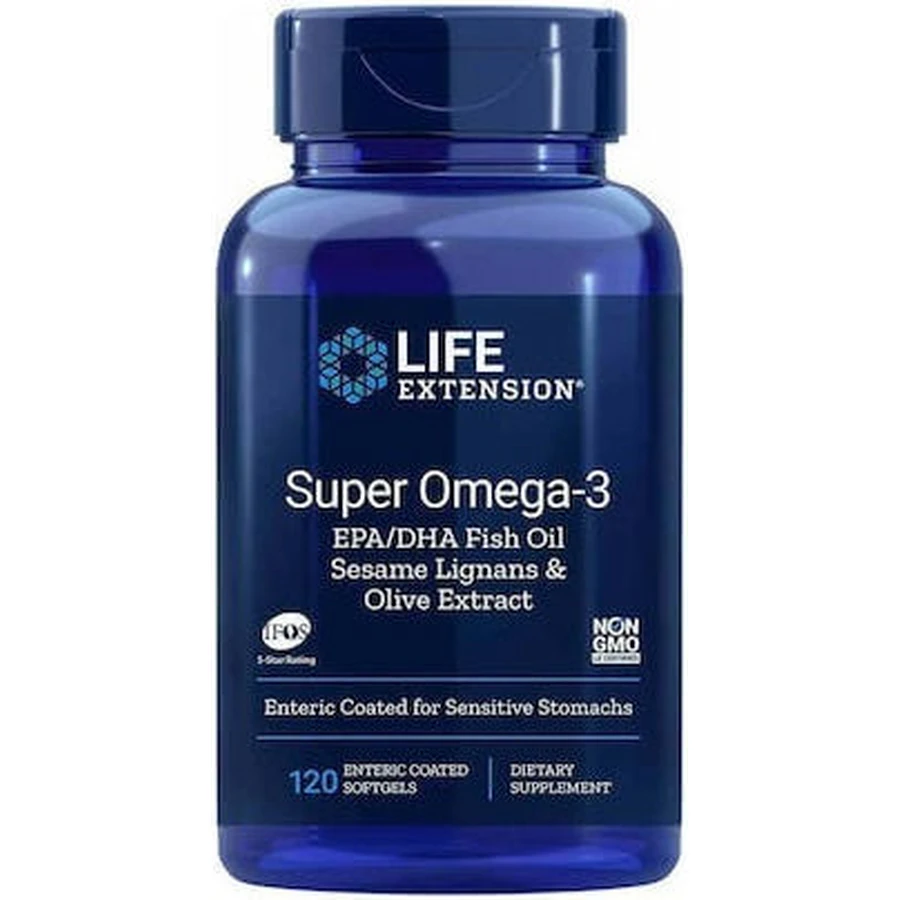 Life Extension Super Omega 3 EPA/DHA Aceite de Pescado EPA/DHA Aceite de Pescado Lignanos de Sésamo y Extracto de Oliva 120 softgels
