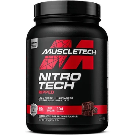 MuscleTech NitroTech Whey Protein Proteína de suero Ripped con sabor a chocolate Fudge Brownie Brownie 1.8kg
