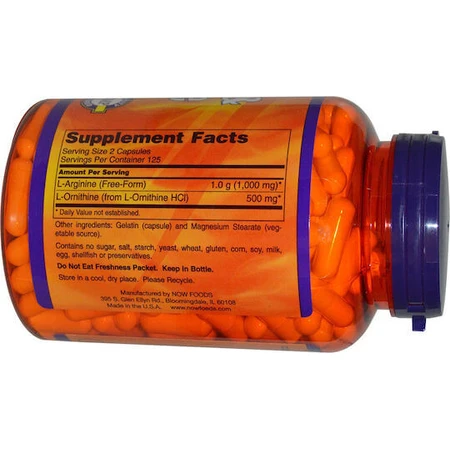 Now Foods Arginine & Ornithine 100 Capsules