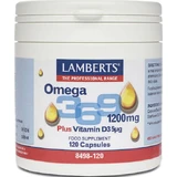 Lamberts Omega 3 6 9 1200mg Plus Vitamin D3 5μg Borer Seed Oil and Olive Oil 1200mg 120 caps Unflavoured