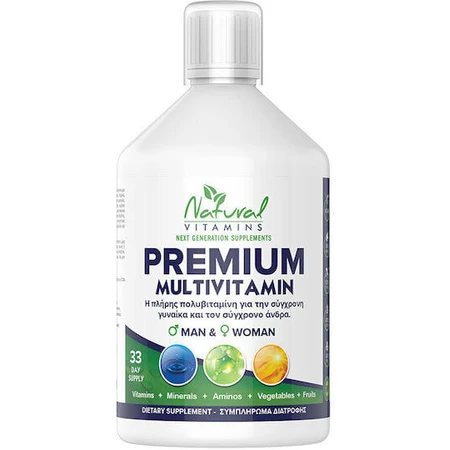 Natural Vitamins Premium Multivitamin Multivitamin Multivitamin for Immune System, Hair & Nails Strengthening Orange suitable for adults 50+ 500ml