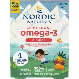 Nordic Naturals Zero Sugar Omega-3 Aceite de Pescado Apto para Niños 300mg 36 caramelos de gelatina Tutti Frutti