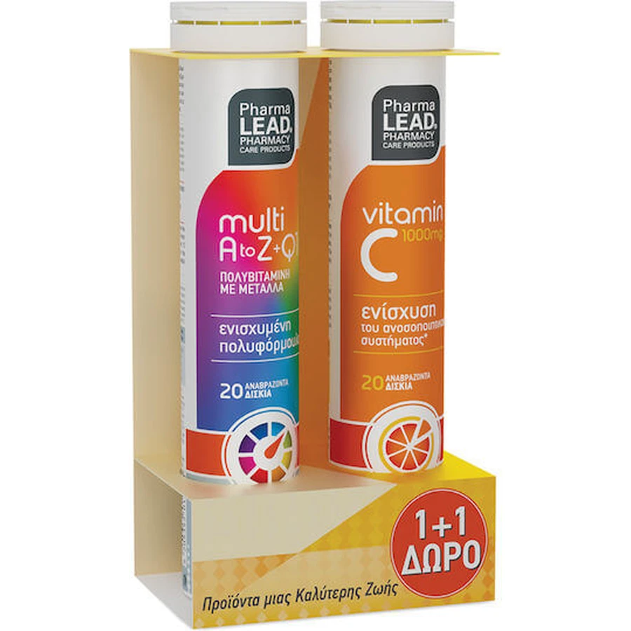 Pharmalead Multi+ A-Z & Q10 Multivitamin 20 Tabletten eff. und Vitamin C 1000mg 20 Tabletten eff. für Energy Multiflavours