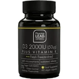 Pharmalead D3 Plus Vitamina K Vitamina para el fortalecimiento del sistema inmunológico y la salud de los huevos 2000iu 60 cápsulas vegetales