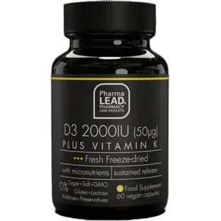 Pharmalead D3 Plus Vitamine K voor versterking immuunsysteem & ei-gezondheid 2000iu 60 plantaardige capsules