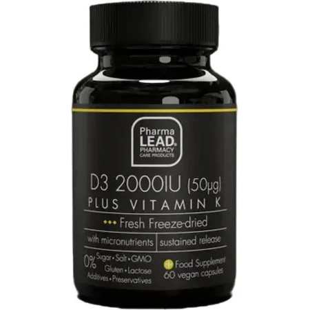Pharmalead D3 Plus Vitamine K voor versterking immuunsysteem & ei-gezondheid 2000iu 60 plantaardige capsules