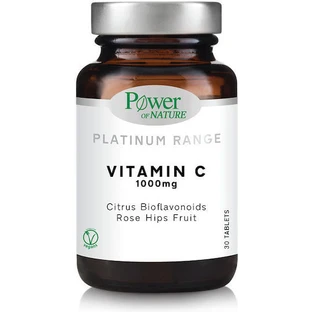 Power Of Nature Platinum Range Vitamine C Citrus Bioflavonoïden Rozenbottelvrucht voor versterking van het immuunsysteem, huid en antioxidant 1000mg 30 tabletten