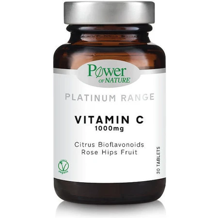 Power Of Nature Platinum Range Vitamine C Citrus Bioflavonoïden Rozenbottelvrucht voor versterking van het immuunsysteem, huid en antioxidant 1000mg 30 tabletten