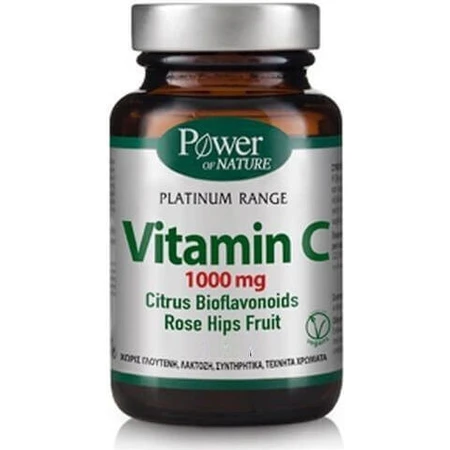 Power Of Nature Platinum Range Vitamine C Citrus Bioflavonoïden Rozenbottelvrucht voor versterking van het immuunsysteem, huid en antioxidant 1000mg 30 tabletten