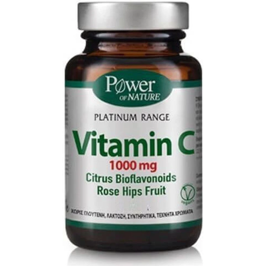 Power Of Nature Platinum Range Vitamine C Citrus Bioflavonoïden Rozenbottelvrucht voor versterking van het immuunsysteem, huid en antioxidant 1000mg 30 tabletten