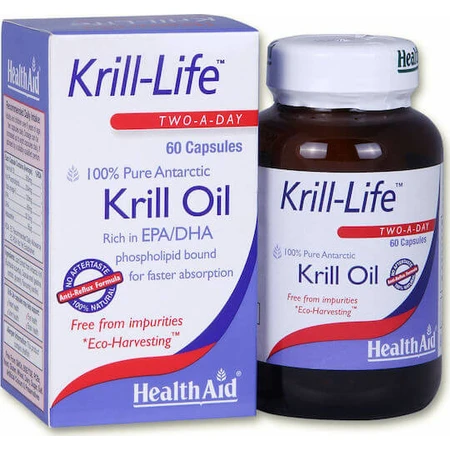 Health Aid Krill Life Two A Day Krill Oil Geschikt voor Kinderen 60 caps Niet-gearomatiseerd