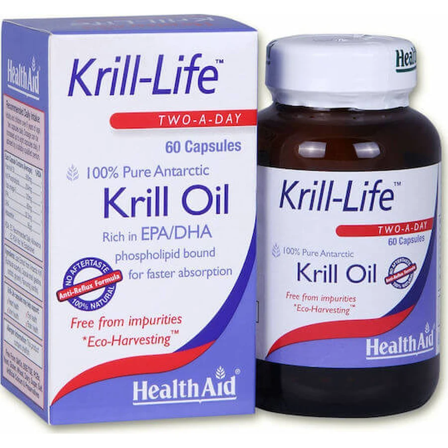 Health Aid Krill Life Two A Day Krill Oil Geschikt voor Kinderen 60 caps Niet-gearomatiseerd